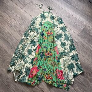 ANTHROPOLOGIE Maeve Long Green Santee Swing Dress‎